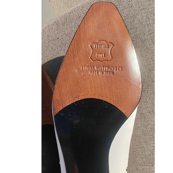 Vintage white Bridal Stuart Weitzman kitten heels sz 8W - Picture 7 of 8